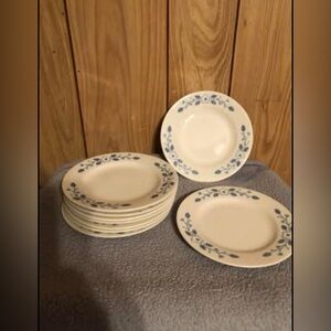 Floral Blue and White Bread & Butter Plate Set